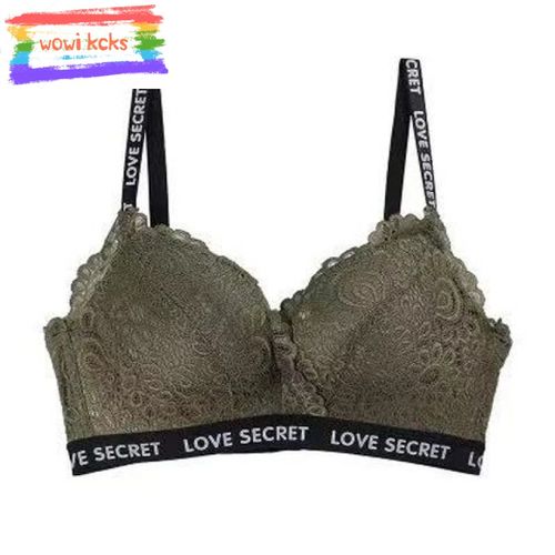 wowi kcks蕾丝性感聚拢美背文胸套装字母肩带无钢圈内衣女小胸罩女