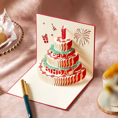 高档生日3d立体贺卡高端情侣明信片diy信封套装创意简约礼物生日小