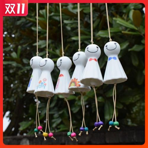 景德镇陶瓷风铃晴天娃娃包挂 工艺品小挂件家居小饰品