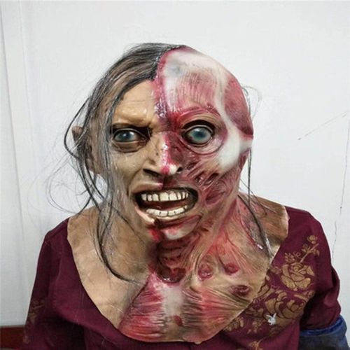 万圣节恐怖鬼面具鬼屋密室逃脱长发女鬼丧尸僵尸恶心吓人鬼脸头套 半