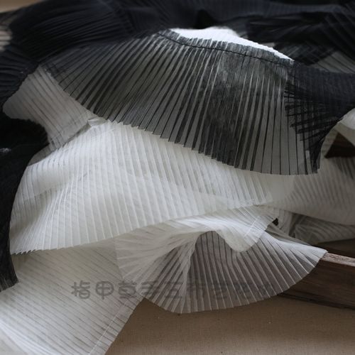 11cm宽单层顺褶花边网纱布料缩褶花边蕾丝手工衣服装饰辅料材料