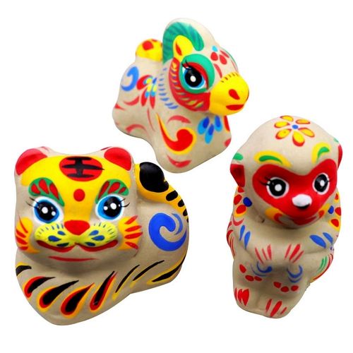 包邮十二生肖泥塑摆件礼盒装中国风礼物泥人张彩绘12属相出国礼品