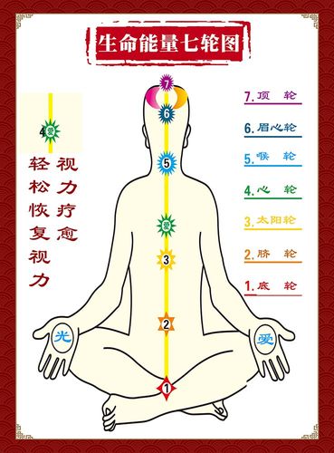 m769生命能量七轮图中医馆装饰画墙挂图写真喷绘展板海报印制2219