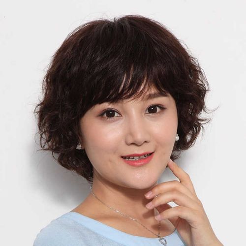 唐妮  假发女短发中长卷发妈妈短卷发型中老年发套全真发全头套真人