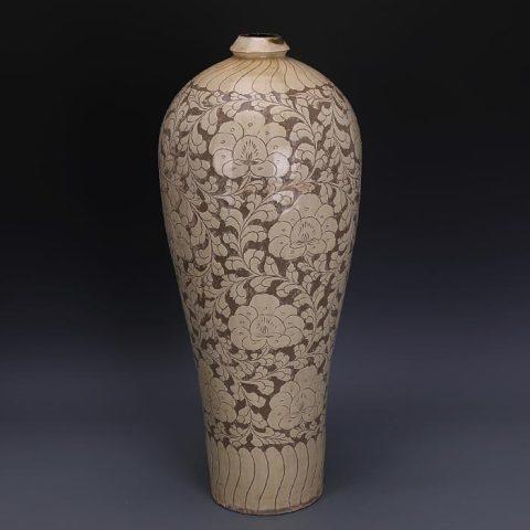 宋代磁州窑雕刻缠枝花纹大号梅瓶仿出土文物古瓷器古玩古董收藏品