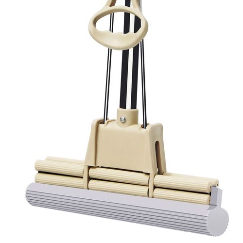 海绵拖把家用懒人一拖净拖把免手洗滚轮吸水挤水胶棉拖把头 米白色 38