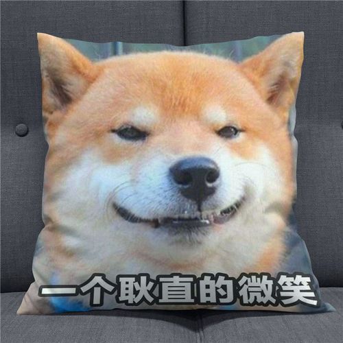 抱枕士奇哈神烦狗柴犬搞怪狗头表情包单身狗二哈生日礼物靠枕靠垫【3