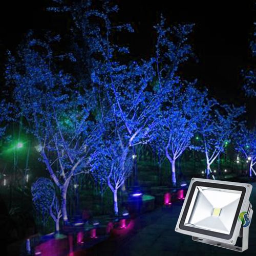 led蓝色投光灯足瓦20w照树灯30w景观灯蓝光背景灯10w草坪灯庭院灯
