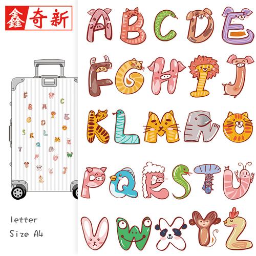 英文字母贴纸卡通旅行箱行李箱贴纸笔记本电脑吉他滑板贴画防水