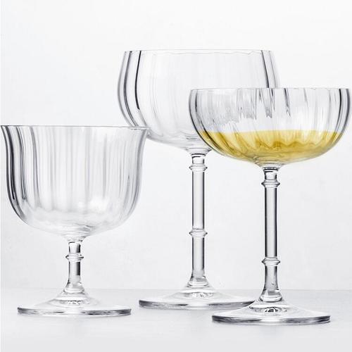 进口lucaris 香槟杯家用欧式条纹水晶红酒杯高脚对杯宽口鸡尾酒杯