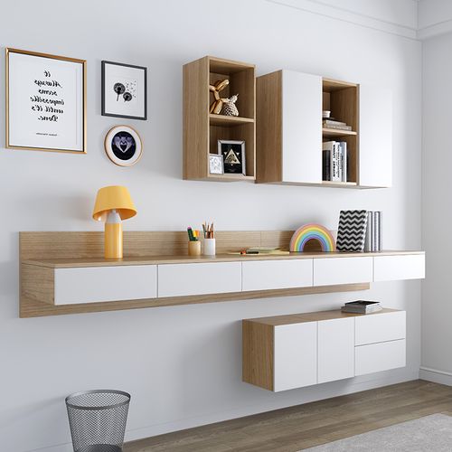 现代简约壁挂书桌书架书柜一体热销榜创意北欧卧室悬空挂墙书桌