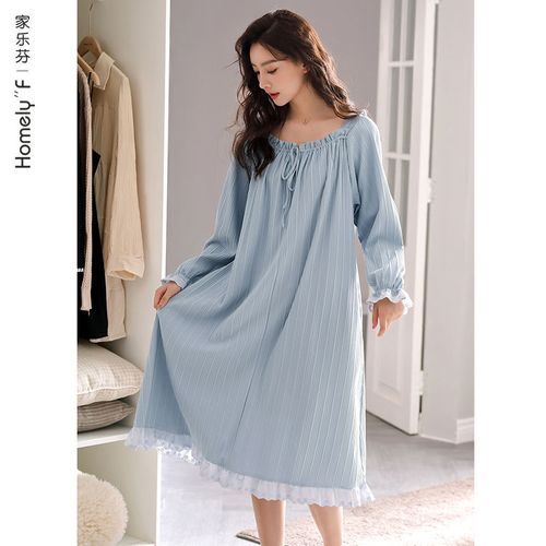 家乐芬睡裙女士睡衣春秋款秋季纯棉长袖全棉薄款春夏气质长款大码