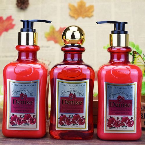 denise正品红石榴3合1家庭洗护套装500ml(洗发水 护发素 沐浴露)【7月