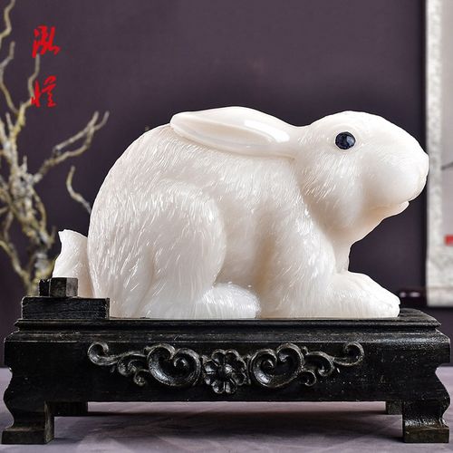 泓忆【兔】 福建寿山石手作雕刻玉石工艺品摆件居家送礼摆件