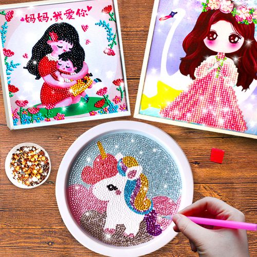 儿童钻石贴画 手工diy制作材料包砖石画三八妇女节母亲节女孩玩具
