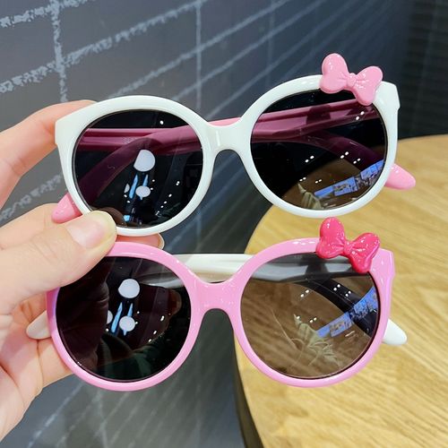 儿童硅胶眼镜女童宝宝偏光墨镜遮阳时尚可爱蝴蝶结小女孩太阳镜潮