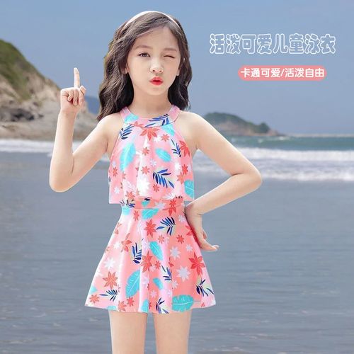 新款女宝宝分体泳衣平角裤女童泳衣可爱女孩碎花儿童泳衣游泳衣