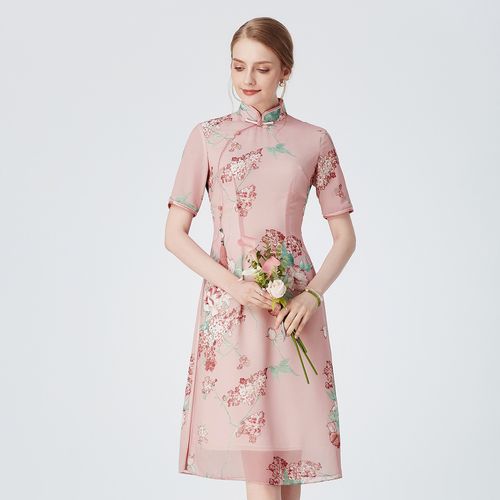 沐兰【气质单品】夏装新款典雅复古国潮风旗袍连衣裙夏女