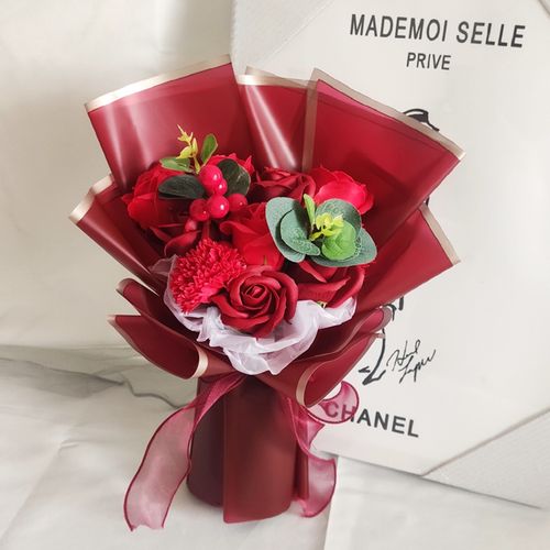 七夕特别暖心礼物香皂永生花束仿真鲜花手捧花送女友闺蜜生日礼品