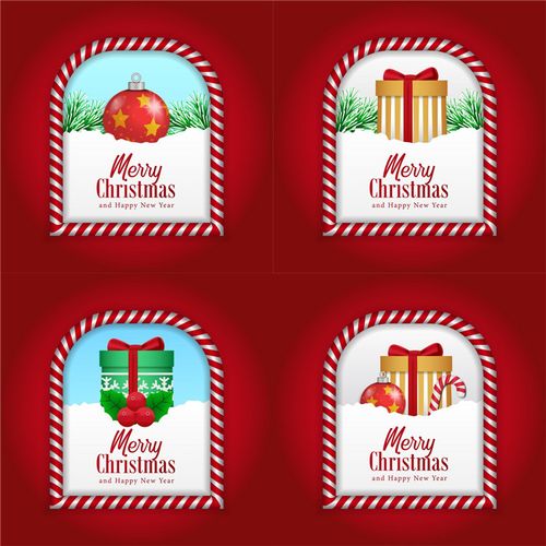 a0929圣诞窗口背景铃铛雪花礼物圣诞树卡片eps设计素材ai矢量图