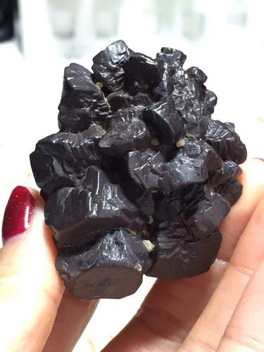 天然矿物标本原石摆件埃及黑金刚水晶预言石花朵形骨干周身电路纹