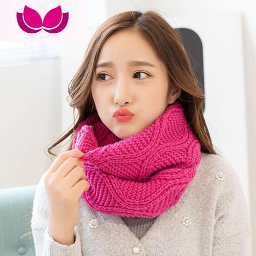 七斓围脖女冬季韩版学生百搭原宿脖套纯色毛线针织女士套头韩围巾
