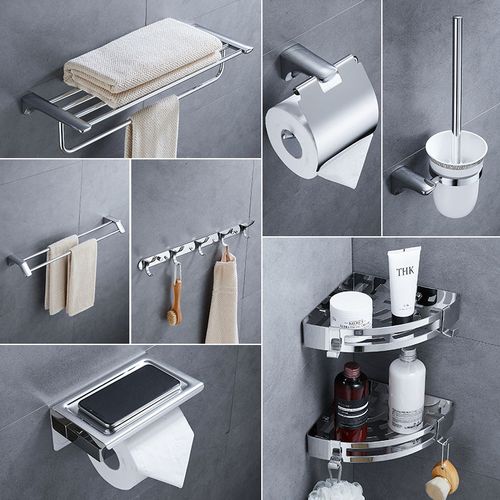 毛巾架不锈钢浴巾架卫生间置物架毛巾杆壁挂浴室卫浴五金挂件套装