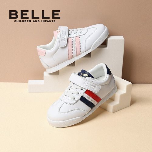 百丽童鞋男女童小白鞋春秋新款阿甘鞋魔术贴休闲运动鞋