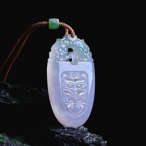 秋名翡翠大师仿古玉雕工艺辟邪饕餮纹传承复古情侣款