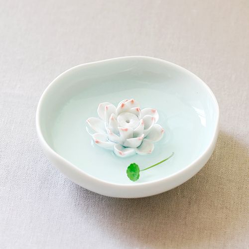 南国瓦瓷 | 手工景德镇陶瓷莲花香盘香插 民族风家具装饰摆件饰品