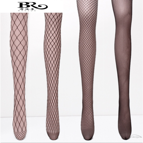 镂空渔网袜 性感防勾丝大网眼袜中小网格丝袜连裤袜女黑色网状