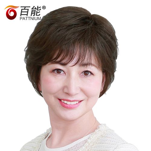 真头发中老年妈妈假发女老人全头白发真发老年人发老