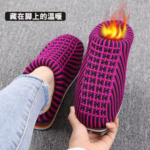 孺子牛纯手工编织毛线海绵拖鞋防滑底成品保暖棉拖鞋冬季婚嫁鞋子