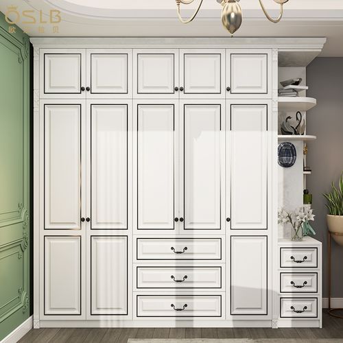 美式衣柜现代简约卧室柜子四五六门实木质轻奢板式大衣橱组合定制