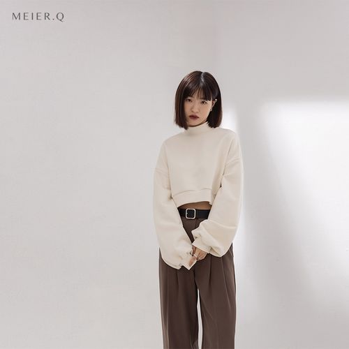 meier.q长袖卫衣女2022 project.m 高领前短后长大学t m40005210