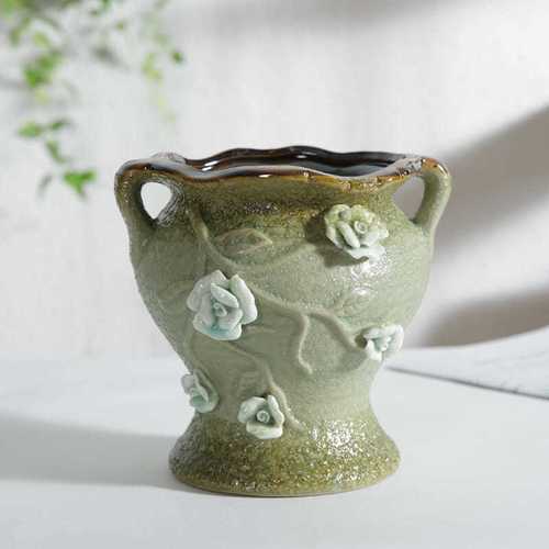 多肉法师陶瓷花盆高款多肉老桩陶瓷花器干花花瓶室内摆件绿植花插