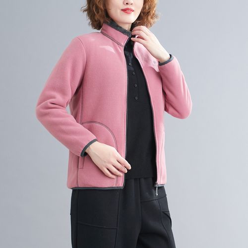 绒加厚摇粒绒夹克衫休闲宽松洋气质减龄外衣女士保暖外套女式冬季上衣