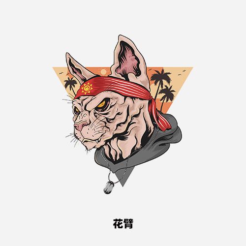 比鲁斯大人斯芬克斯猫西海岸花臂仿真刺青防水彩色纹身贴