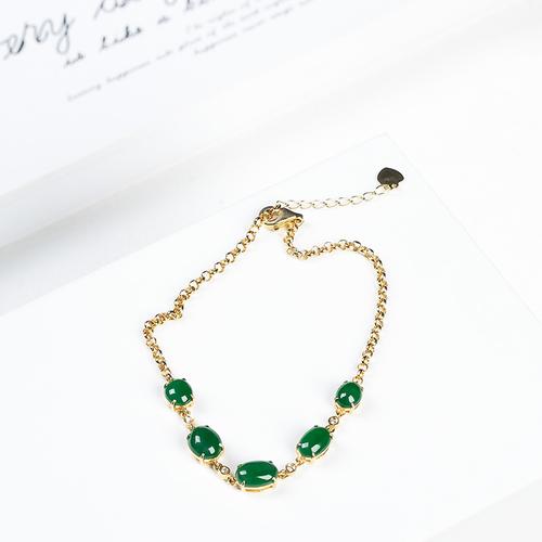 天然a货缅甸翡翠手链冰透满阳绿玉石手串18k金镶嵌豪华女戒面蛋面