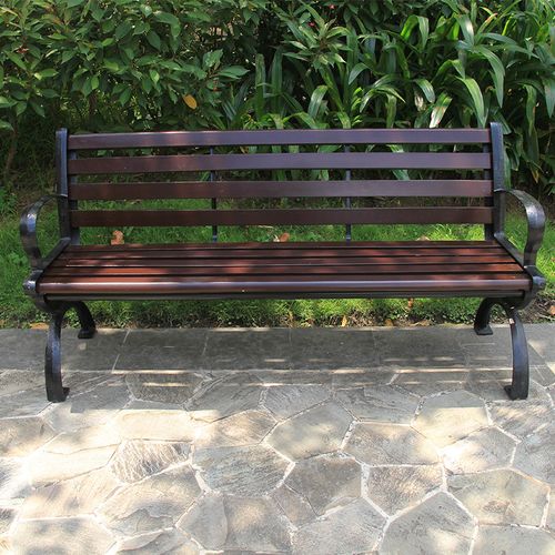 实木公园靠背椅公共户外休闲椅 来图定制景区长椅铸铁椅脚公园椅