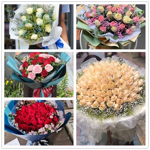 119933朵粉香槟蓝白红玫瑰真鲜花束上海市青浦奉贤区鲜花同城速递