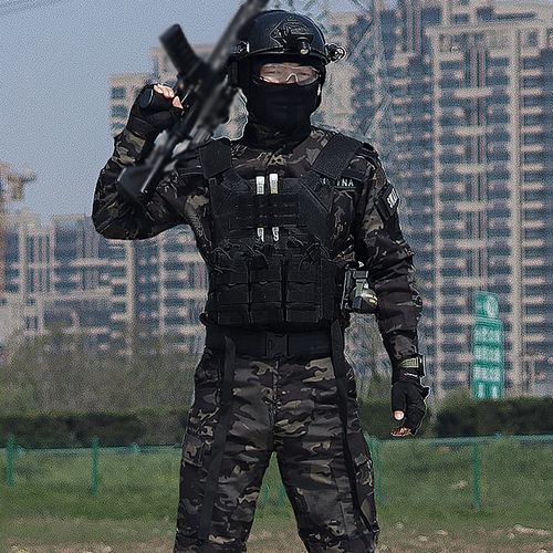 美式黑色暗夜特种兵套装男耐磨战术作训拓展表演教官服美军作战服