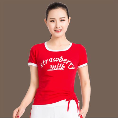 2021广场舞服装女夏装套装新款上衣短袖纯棉t恤跳舞衣服夏季大码