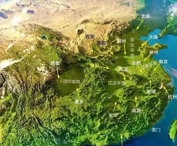 这张中国地貌图好震撼四川盆地象天坑华北江淮平原一马平川