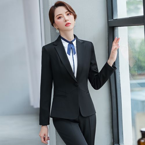 职业装女装套装长袖西装女西服长裤秋白领时尚酒店ktv