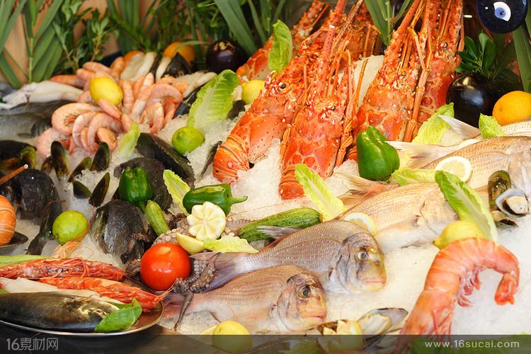 冰块上的各式各样海鲜高清摄影图片