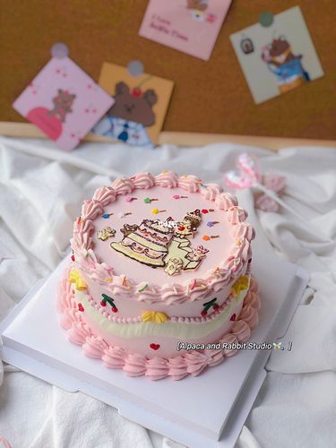 杭州 女生可爱生日蛋糕 手绘蛋糕 复古蛋糕_蛋糕_生日