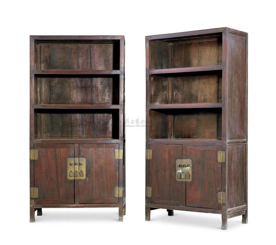 2847清红木书柜成对