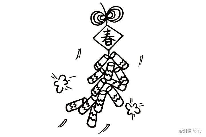 春节放鞭炮简笔画