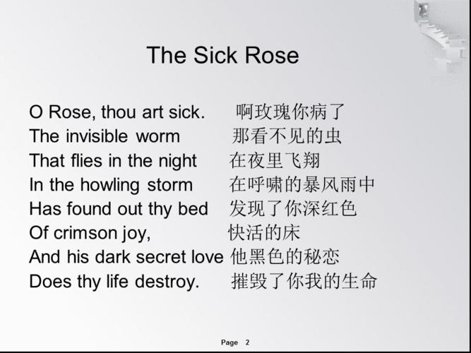 the sick rose诗赏析ppt文档资料